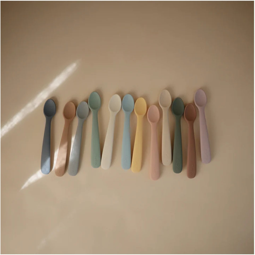 Mushie Silicone Feeding Spoons (Tradewinds) 2-Pack - Easy to Clean & Built to Last
